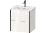 Duravit XViu Waschtisch-Unterschrank XV43150B222 51x42x56cm, 2 Schubkästen, wandhängend, schwarz matt, weiß hochglanz