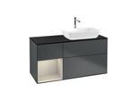 Villeroy und Boch Finion Waschtischunterschrank G802HHHG 120cm, Abdeckplatte black matt, Emotion, Regale sand matt lacquer, Midnight Blue Matt Lacquer