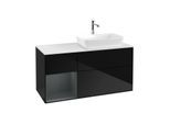 Villeroy und Boch Finion Waschtischunterschrank F801HGPH 120cm, Abdeckplatte white matt, Regale Midnight matt lacquer, Glossy Black Lacquer