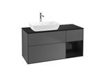 Villeroy und Boch Finion Waschtischunterschrank F812PHGK 120cm, Abdeckplatte black matt, Regale Glossy black lacquer, Anthracite matt