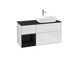 Villeroy und Boch Finion Waschtischunterschrank G802PHMT 120cm, Abdeckplatte black matt, Emotion, Regale Glossy black lacquer, White matt lacquer