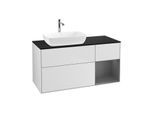Villeroy und Boch Finion Waschtischunterschrank G812GKMT 120cm, Abdeckplatte black matt, Emotion, Regale Anthracite matt lacquer, White matt lacquer