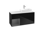 Villeroy und Boch Finion Waschtischunterschrank F801GKPH 120cm, Abdeckplatte white matt, Regale Anthracite matt lacquer, Glossy Black Lacquer
