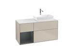 Villeroy und Boch Finion Waschtischunterschrank F801HGHH 120cm, Abdeckplatte white matt, Regale Midnight matt lacquer, Sand Matt Lacquer