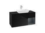 Villeroy und Boch Finion Waschtischunterschrank F832HGPH 120cm, Abdeckplatte black matt, Regale Midnight matt lacquer, Glossy Black Lacquer