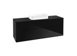 Villeroy und Boch Finion Waschtischunterschrank F73200PH 160x60,3x50,1cm, Glass Black Matt, Glossy Black Lacquer