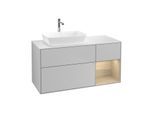 Villeroy und Boch Finion Waschtischunterschrank F811PCGJ 120cm, Abdeckplatte white matt, Regale Oak Veneer, Light grey matt