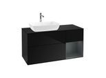 Villeroy und Boch Finion Waschtischunterschrank F812HGPH 120cm, Abdeckplatte black matt, Regale Midnight matt lacquer, Glossy Black Lacquer
