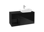 Villeroy und Boch Finion Waschtischunterschrank F802PHPH 120cm, Abdeckplatte black matt, Regale Glossy black lacquer, Glossy Black Lacquer