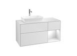 Villeroy und Boch Finion Waschtischunterschrank F811GFMT 120cm, Abdeckplatte white matt, Regale Glossy white lacquer, White matt lacquer