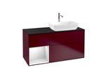 Villeroy und Boch Finion Waschtischunterschrank F802MTHB 120cm, Abdeckplatte black matt, Regale White matt lacquer, Peony Matt