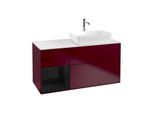 Villeroy und Boch Finion Waschtischunterschrank F801PHHB 120cm, Abdeckplatte white matt, Regale Glossy black lacquer, Peony Matt
