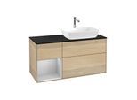 Villeroy und Boch Finion Waschtischunterschrank G802GJPC 120cm, Abdeckplatte black matt, Emotion, Regale Light grey matt lacquer, Oak Veneer