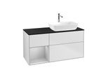 Villeroy und Boch Finion Waschtischunterschrank G802GJMT 120cm, Abdeckplatte black matt, Emotion, Regale Light grey matt lacquer, White matt lacquer
