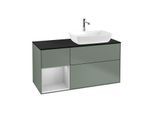 Villeroy und Boch Finion Waschtischunterschrank F802GJGM 120cm, Abdeckplatte black matt, Regale Light grey matt lacquer, Olive Matt Lacquer