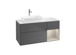 Villeroy und Boch Finion Waschtischunterschrank G811HHGK 120cm, Abdeckplatte white matt, Emotion, Regale sand matt lacquer, Anthracite matt