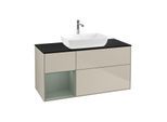 Villeroy und Boch Finion Waschtischunterschrank F822GMHH 120cm, Abdeckplatte black matt, Regale Olive matt lacquer, Sand Matt Lacquer