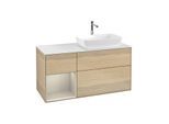 Villeroy und Boch Finion Waschtischunterschrank G801HHPC 120cm, Abdeckplatte white matt, Emotion, Regale sand matt lacquer, Oak Veneer