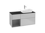 Villeroy und Boch Finion Waschtischunterschrank F802GKGJ 120cm, Abdeckplatte black matt, Regale Anthracite matt lacquer, Light grey matt