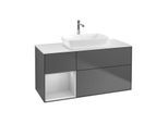 Villeroy und Boch Finion Waschtischunterschrank F821GJGK 120cm, Abdeckplatte white matt, Regale Light grey matt lacquer, Anthracite matt