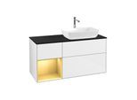 Villeroy und Boch Finion Waschtischunterschrank G802HFGF 120cm, Abdeckplatte black matt, Emotion, Regale Gold matt lacquer, Glossy white lacquer