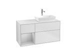 Villeroy und Boch Finion Waschtischunterschrank F801GJMT 120cm, Abdeckplatte white matt, Regale Light grey matt lacquer, White matt lacquer