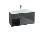 Villeroy und Boch Finion Waschtischunterschrank F821PHHG 120cm, Abdeckplatte white matt, Regale Glossy black lacquer, Midnight Blue Matt Lacquer