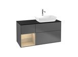 Villeroy und Boch Finion Waschtischunterschrank F802PCGK 120cm, Abdeckplatte black matt, Regale Oak Veneer, Anthracite matt