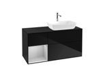 Villeroy und Boch Finion Waschtischunterschrank F802GJPH 120cm, Abdeckplatte black matt, Regale Light grey matt lacquer, Glossy Black Lacquer