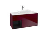 Villeroy und Boch Finion Waschtischunterschrank F821PHHB 120cm, Abdeckplatte white matt, Regale Glossy black lacquer, Peony Matt