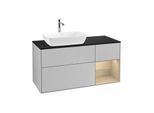 Villeroy und Boch Finion Waschtischunterschrank G812PCGJ 120cm, Abdeckplatte black matt, Emotion, Regale Oak Veneer, Light grey matt