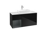 Villeroy und Boch Finion Waschtischunterschrank F821HGPH 120cm, Abdeckplatte white matt, Regale Midnight matt lacquer, Glossy Black Lacquer