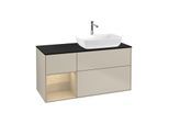 Villeroy und Boch Finion Waschtischunterschrank G802PCHH 120cm, Abdeckplatte black matt, Emotion, Regale Oak Veneer, Sand Matt Lacquer