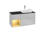 Villeroy und Boch Finion Waschtischunterschrank F802HFGJ 120cm, Abdeckplatte black matt, Regale Gold matt lacquer, Light grey matt