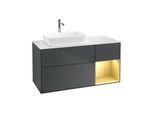 Villeroy und Boch Finion Waschtischunterschrank G811HFHG 120cm, Abdeckplatte white matt, Emotion, Regale Gold matt lacquer, Midnight Blue Matt Lacquer