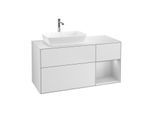 Villeroy und Boch Finion Waschtischunterschrank F811GJMT 120cm, Abdeckplatte white matt, Regale Light grey matt lacquer, White matt lacquer