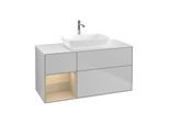 Villeroy und Boch Finion Waschtischunterschrank F821PCGJ 120cm, Abdeckplatte white matt, Regale Oak Veneer, Light grey matt