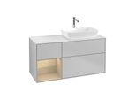 Villeroy und Boch Finion Waschtischunterschrank G801PCGJ 120cm, Abdeckplatte white matt, Emotion, Regale Oak Veneer, Light grey matt