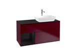 Villeroy und Boch Finion Waschtischunterschrank G802PHHB 120cm, Abdeckplatte black matt, Emotion, Regale Glossy black lacquer, Peony Matt