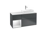 Villeroy und Boch Finion Waschtischunterschrank G801MTHG 120cm, Abdeckplatte white matt, Emotion, Regale White matt lacquer, Midnight Blue Matt Lacquer