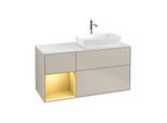 Villeroy und Boch Finion Waschtischunterschrank F801HFHH 120cm, Abdeckplatte white matt, Regale Gold matt lacquer, Sand Matt Lacquer