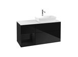 Villeroy und Boch Finion Waschtischunterschrank G801PHPH 120cm, Abdeckplatte white matt, Emotion, Regale Glossy black lacquer, Glossy Black Lacquer