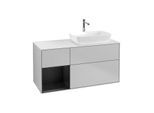 Villeroy und Boch Finion Waschtischunterschrank G801PDGJ 120cm, Abdeckplatte white matt, Emotion, Regale Black matt lacquer, Light grey matt