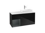 Villeroy und Boch Finion Waschtischunterschrank G801HGPH 120cm, Abdeckplatte white matt, Emotion, Regale Midnight matt lacquer, Glossy Black Lacquer