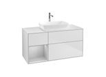Villeroy und Boch Finion Waschtischunterschrank F821GJMT 120cm, Abdeckplatte white matt, Regale Light grey matt lacquer, White matt lacquer