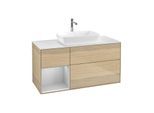 Villeroy und Boch Finion Waschtischunterschrank F821GJPC 120cm, Abdeckplatte white matt, Regale Light grey matt lacquer, Oak Veneer
