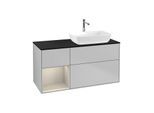 Villeroy und Boch Finion Waschtischunterschrank G802HHGJ 120cm, Abdeckplatte black matt, Emotion, Regale sand matt lacquer, Light grey matt