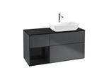 Villeroy und Boch Finion Waschtischunterschrank G802PHHG 120cm, Abdeckplatte black matt, Emotion, Regale Glossy black lacquer, Midnight Blue Matt Lacquer