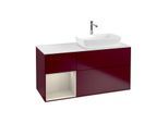 Villeroy und Boch Finion Waschtischunterschrank G801HHHB 120cm, Abdeckplatte white matt, Emotion, Regale sand matt lacquer, Peony Matt