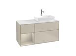 Villeroy und Boch Finion Waschtischunterschrank G801HHHH 120cm, Abdeckplatte white matt, Emotion, Regale sand matt lacquer, Sand Matt Lacquer